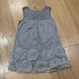 Charabia Gray and Silver Sleeveless Dress with Lace Overlay Hem Size 4